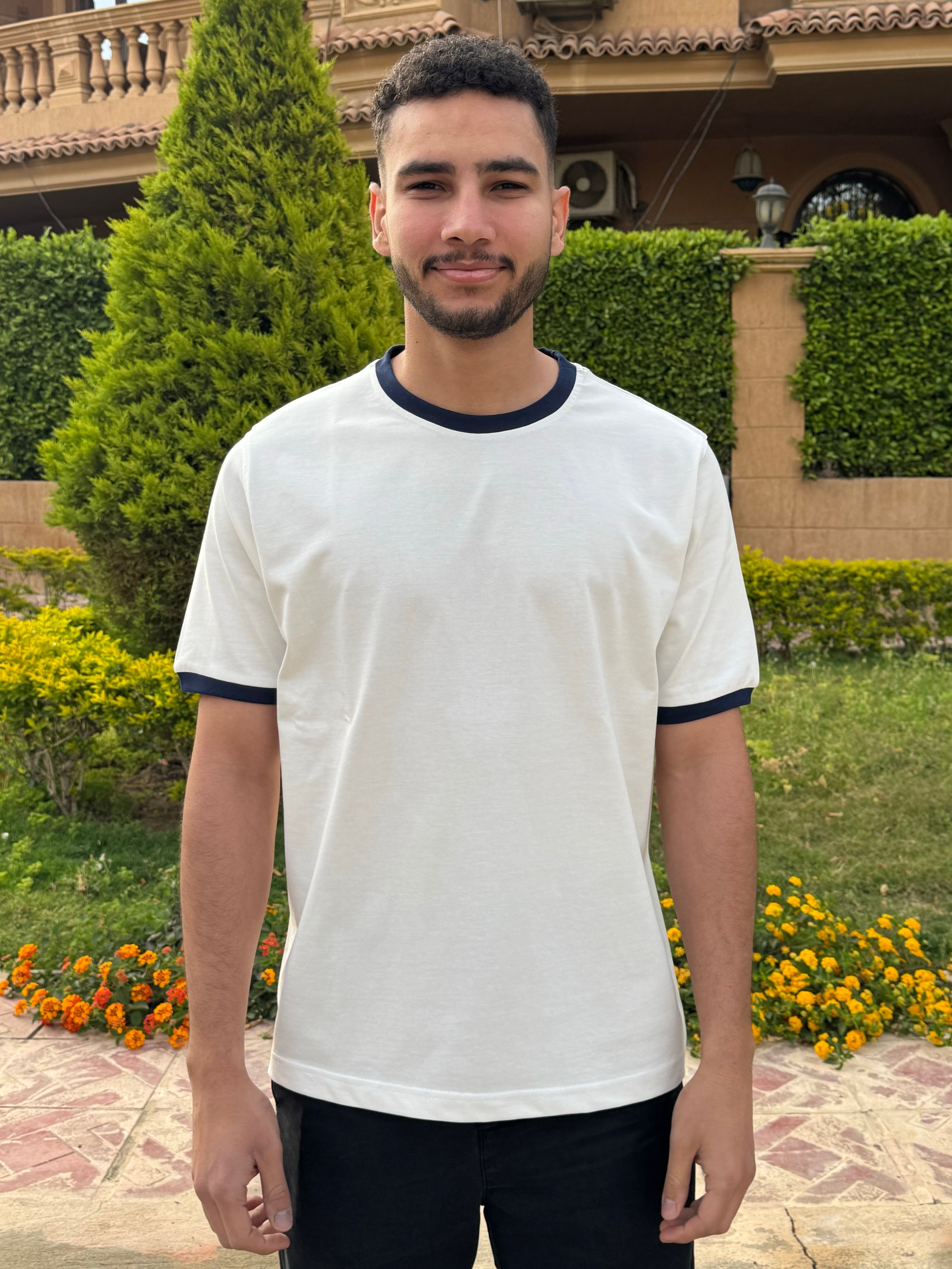 Ringer T-shirt Off White / Navy