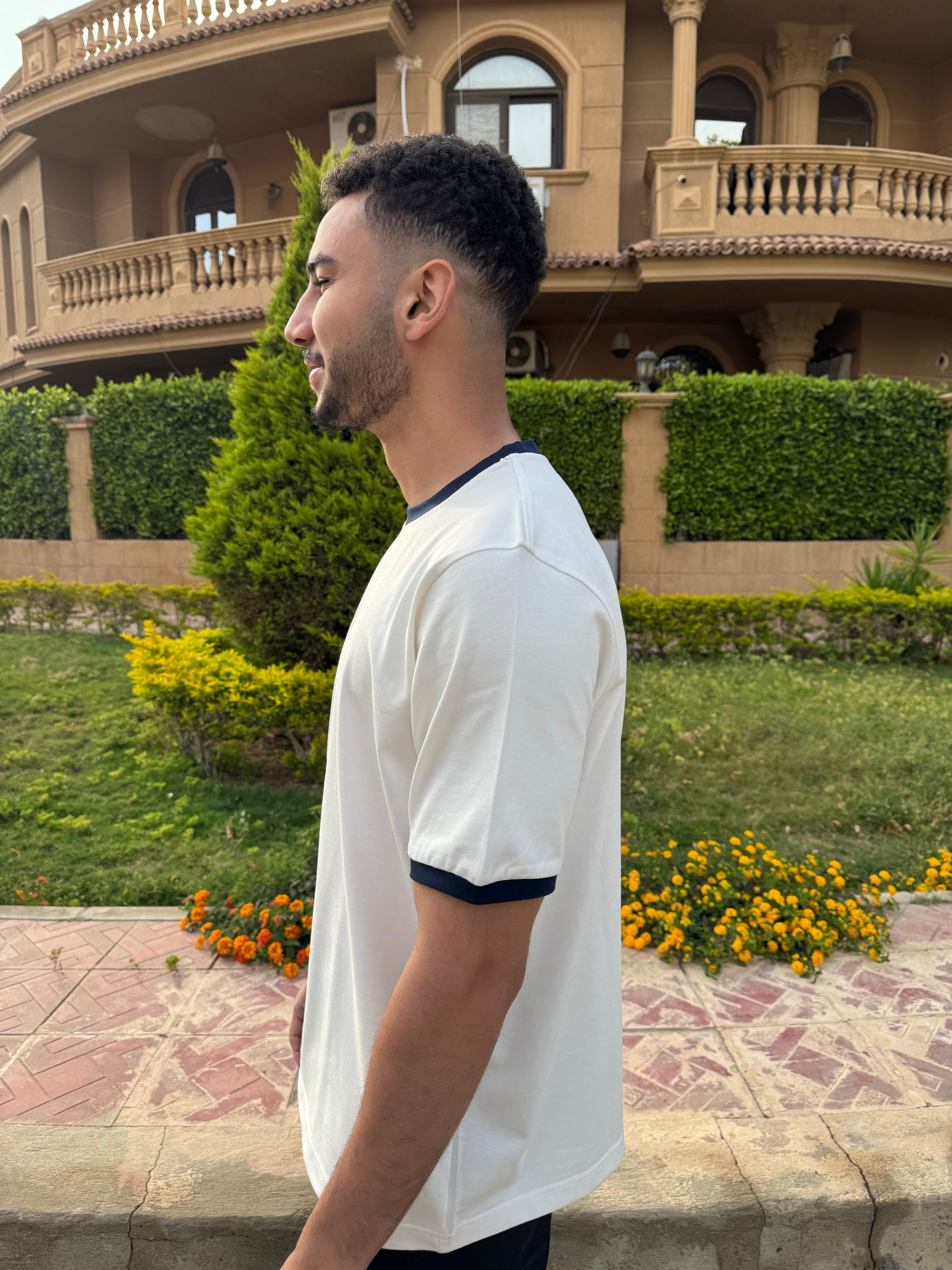 Ringer T-shirt Off White / Navy