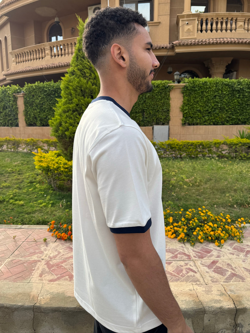 Ringer T-shirt Off White / Navy