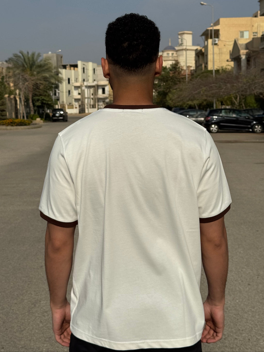 Ringer T-shirt Off White / Dark Brown