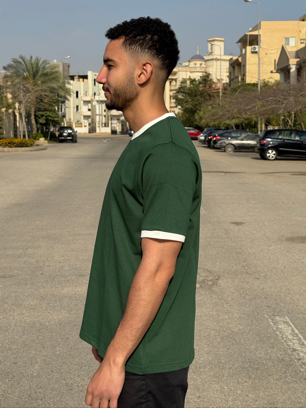 Ringer T-shirt Dark Green / Off White