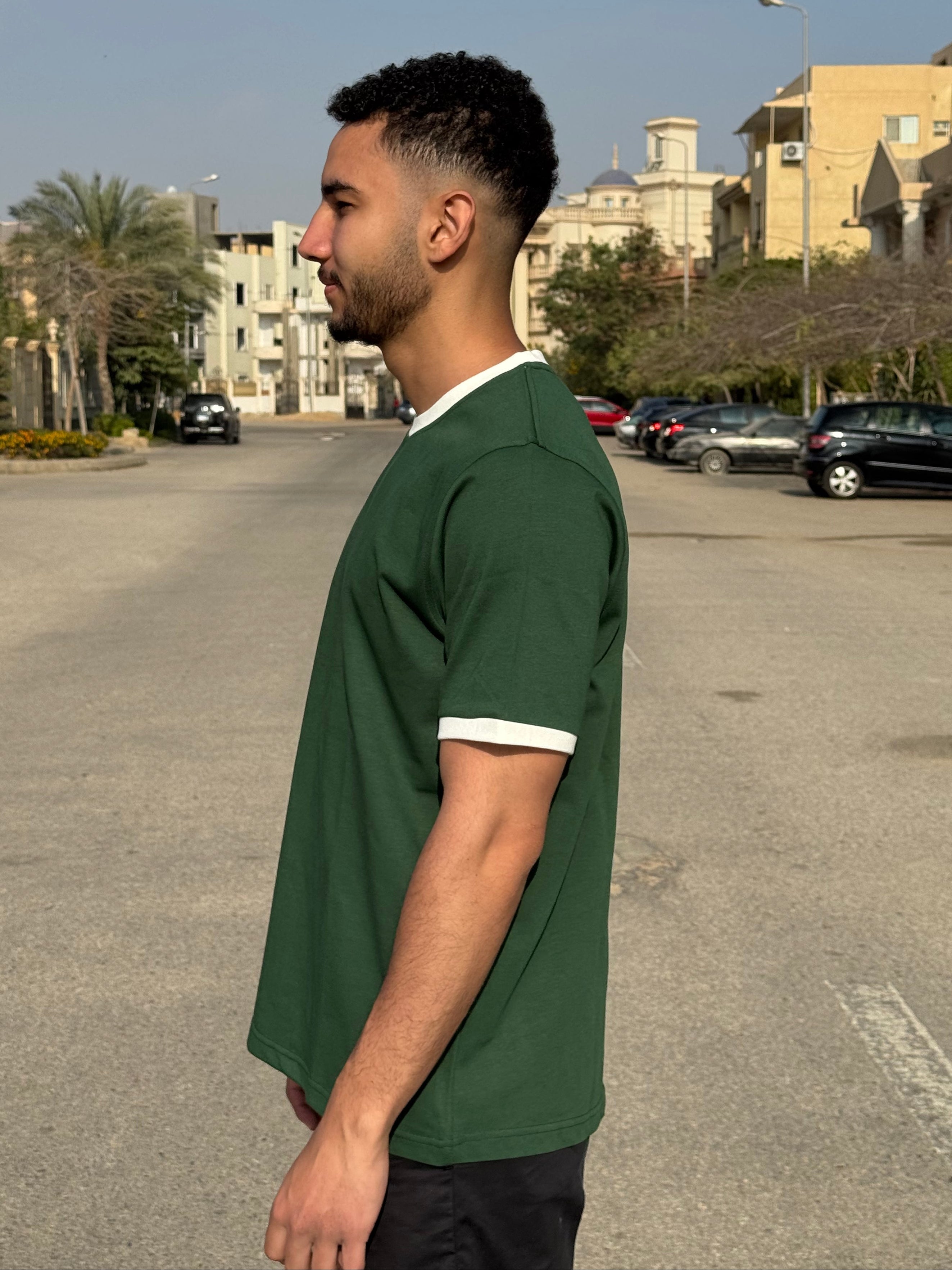 Ringer T-shirt Dark Green / Off White