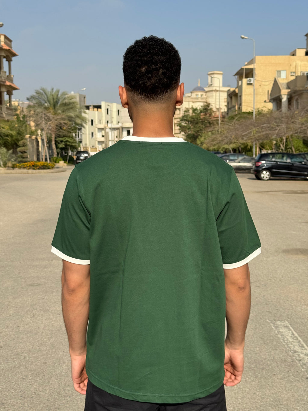 Ringer T-shirt Dark Green / Off White