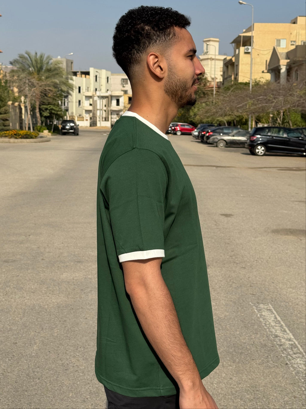 Ringer T-shirt Dark Green / Off White