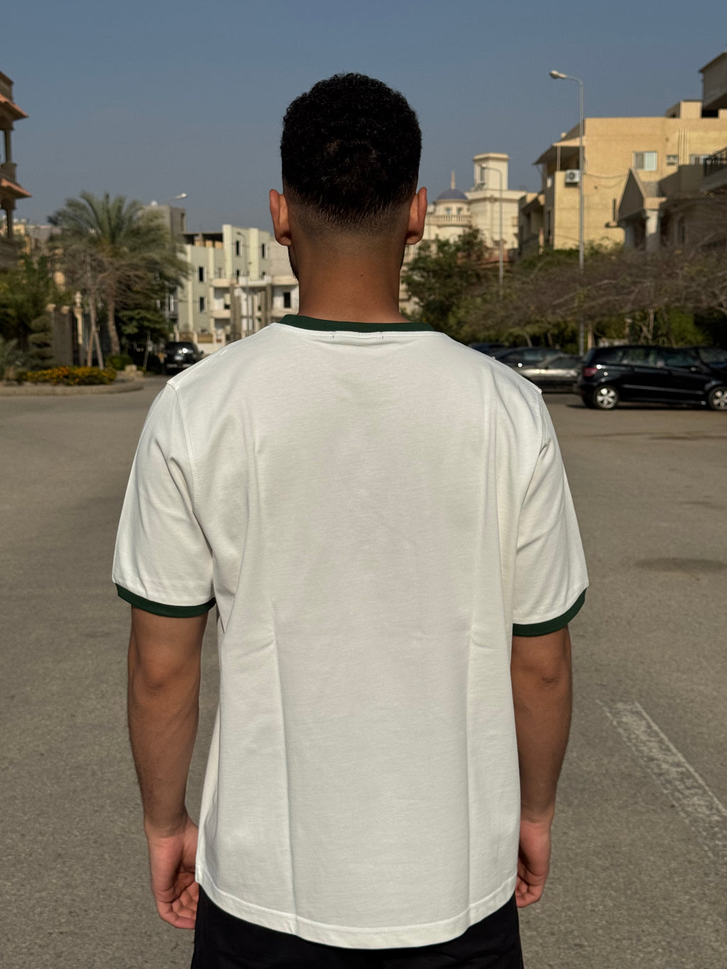 Ringer T-shirt Off White / Dark Green