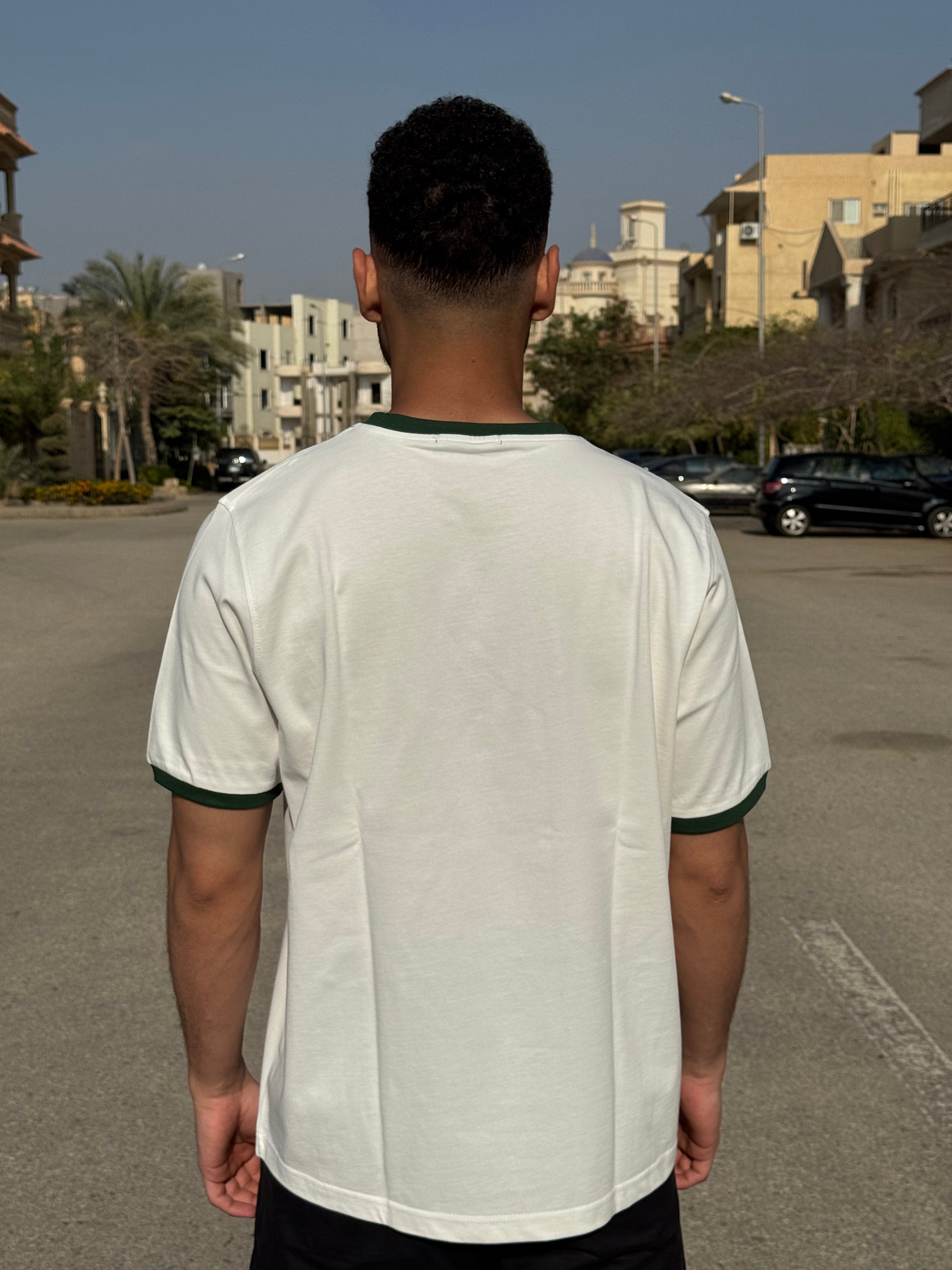 Ringer T-shirt Off White / Dark Green