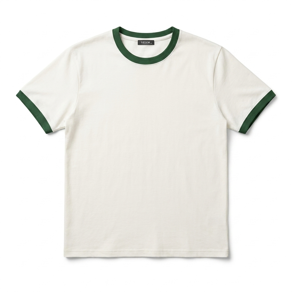 Ringer T-shirt Off White / Dark Green