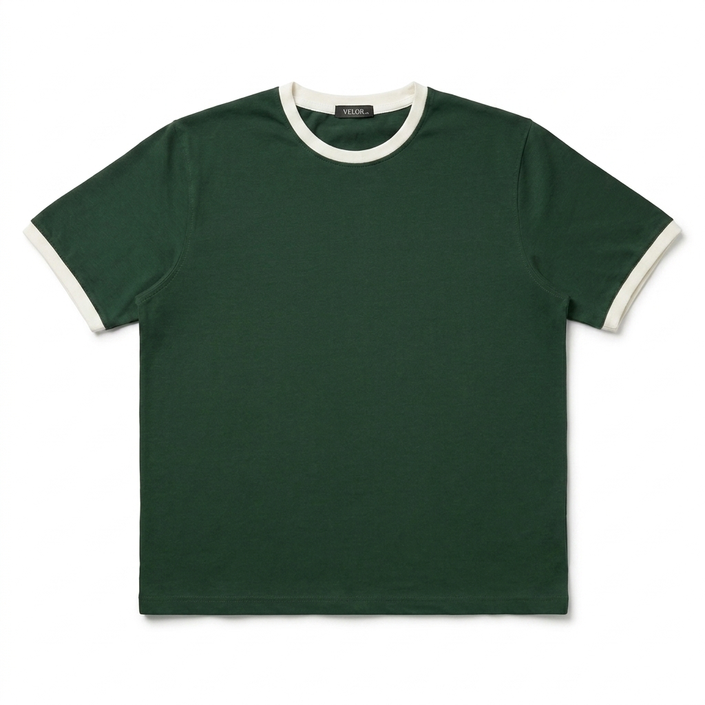 Ringer T-shirt Dark Green / Off White