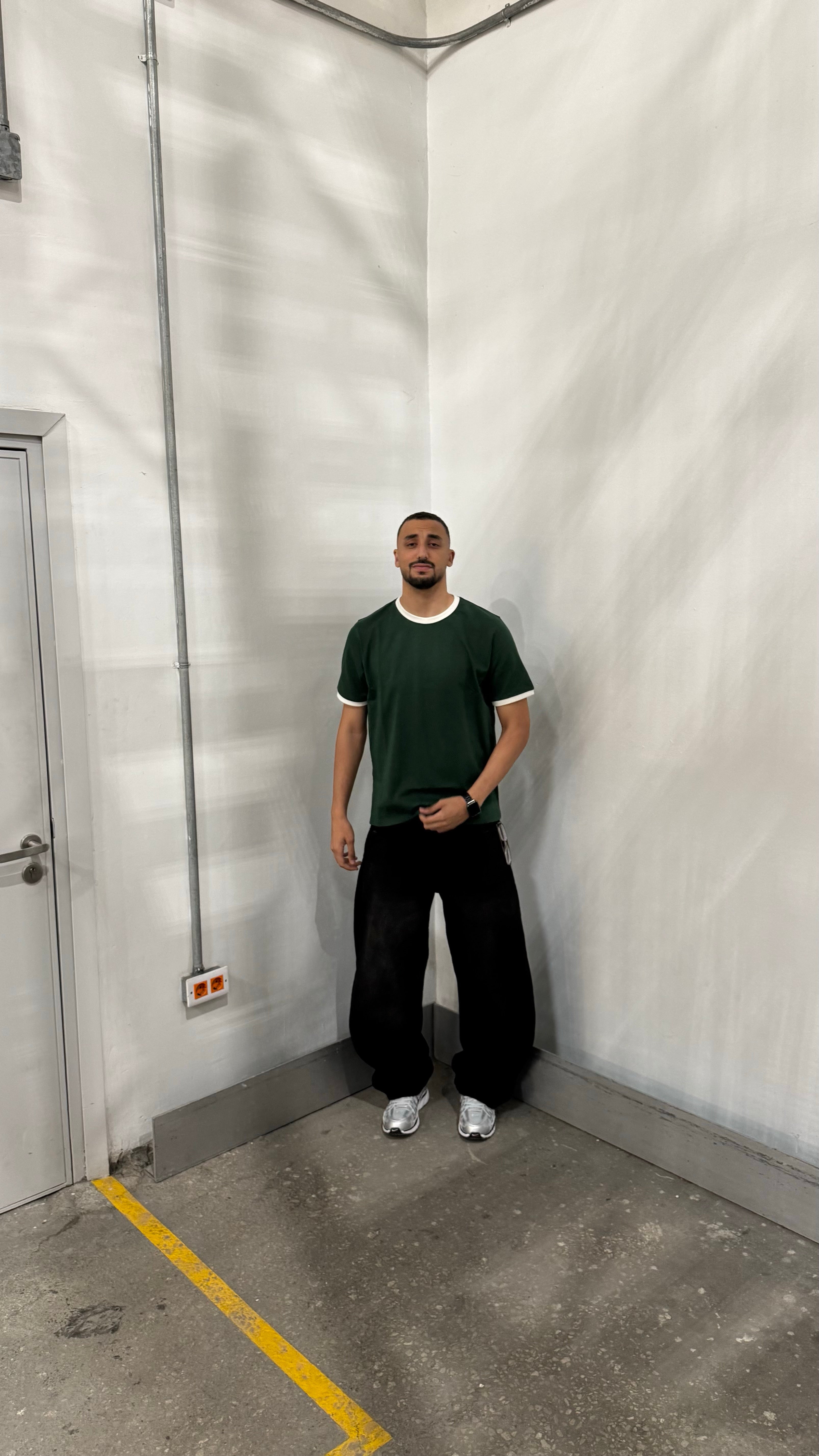 Ringer T-shirt Dark Green / Off White